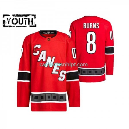 Camiseta Carolina Hurricanes Brent Burns 8 Adidas 2022-2023 Reverse Retro Vermelho Authentic - Criança